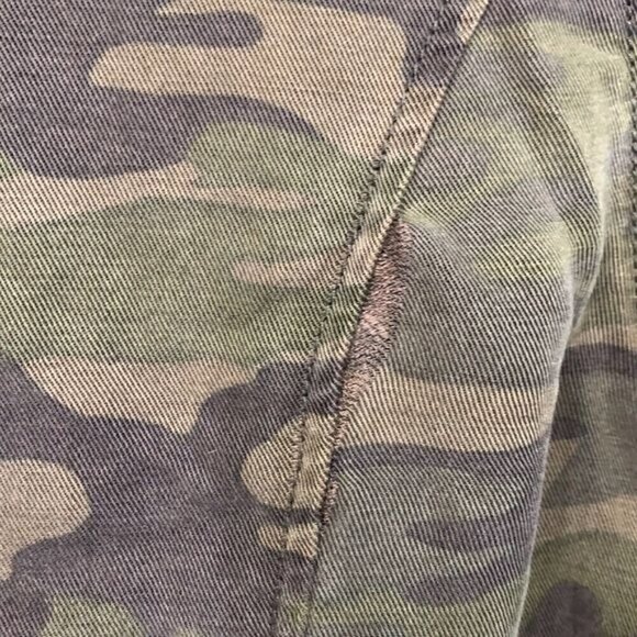 Sanctuary Camo Denim Bomber Jacket - Green/Brown/Black Cotton, Size Small - Picture 9 of 11